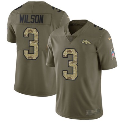 Nike Denver Broncos #3 Russell Wilson OliveCamo Men's Stitched NFL Limited 2017 Salute To Service Jersey